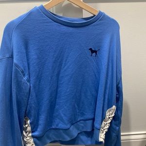 PINK blue cropped sweatshirt